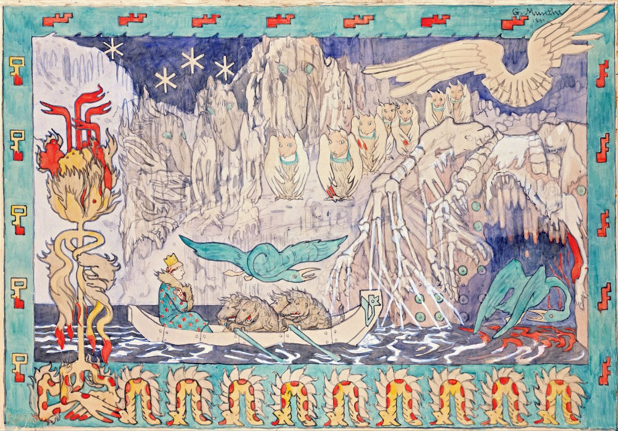 Az óriás barlangja - Munthe, Gerhard (1849-1929) - 1892 - Akvarell, gouache papíron - 78,5x112,9 - Nemzeti Művészeti Múzeum, Oslo alkotó: Gerhard Peter Frantz Vilhelm Munthe