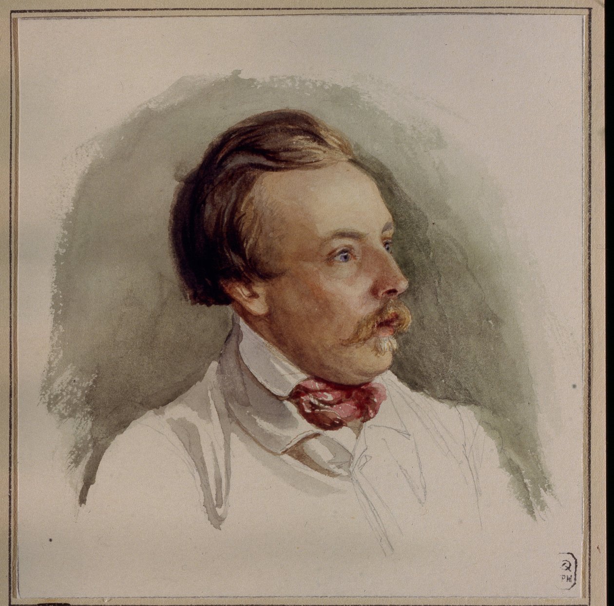 Alexander (Alexander) von Kotzebue (1815-1889) festő portréja. (A. von Kotzebue festő portréja). Gerhard Wilhelm von Reutern (1794-1865) munkája, akvarell, papír, 1840 körül. Német művészet alkotó: Gerhard Wilhelm von Reutern