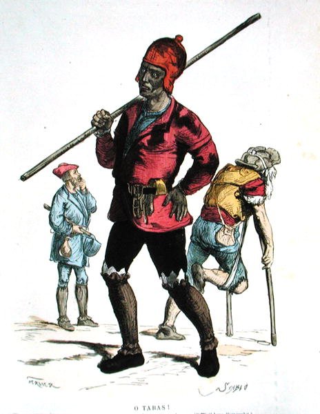 Kéményseprő a tizenötödik században (színes metszet) alkotó: Gerlier (after)