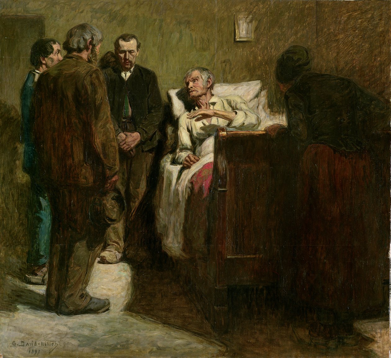 A munkás és gyermekei, 1897 olaj, vászon alkotó: Germain David Nillet