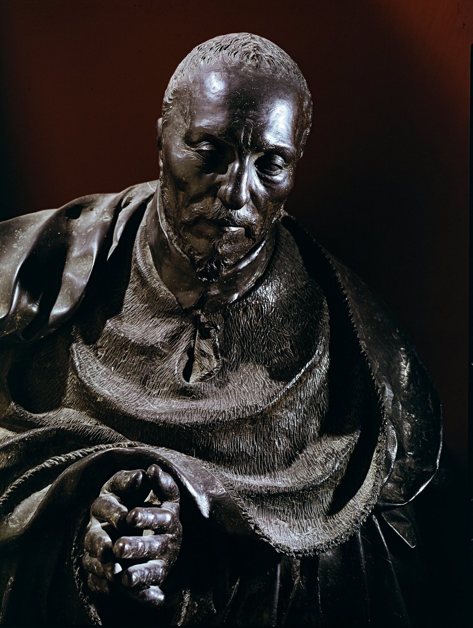 Rene de Birague bíboros. A bronzszobor részlete alkotó: Germain Pilon