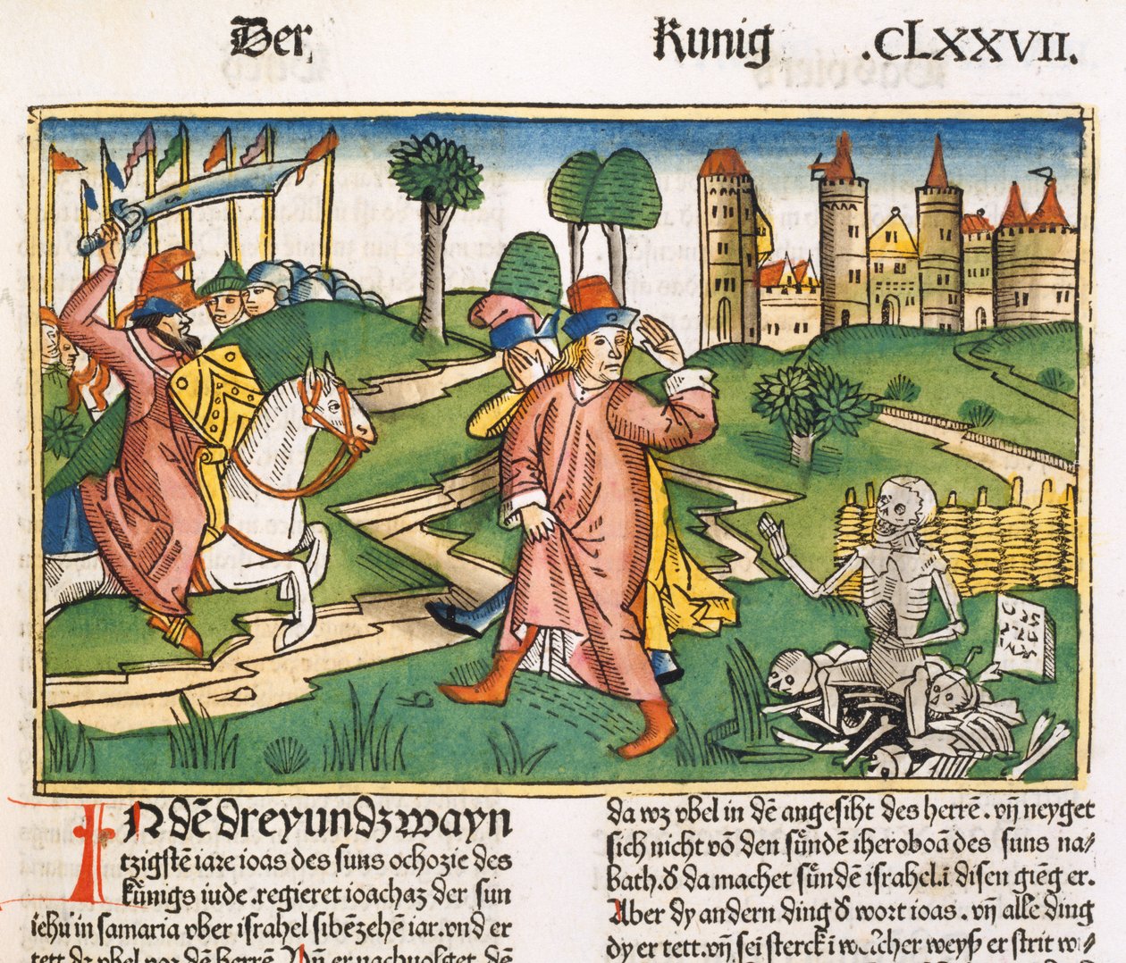 2 Kings 13 21 Elizeus sírjának csodája, a Nürnbergi Bibliából (Biblia Sacra Germanica) (színes fametszet) alkotó: German School