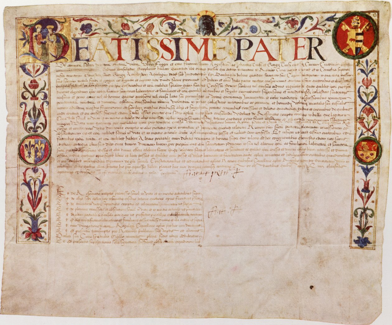 Petíció a német Fugger bankárcsaládtól VI. Sándor pápához (toll és tinta pergamen) alkotó: German School