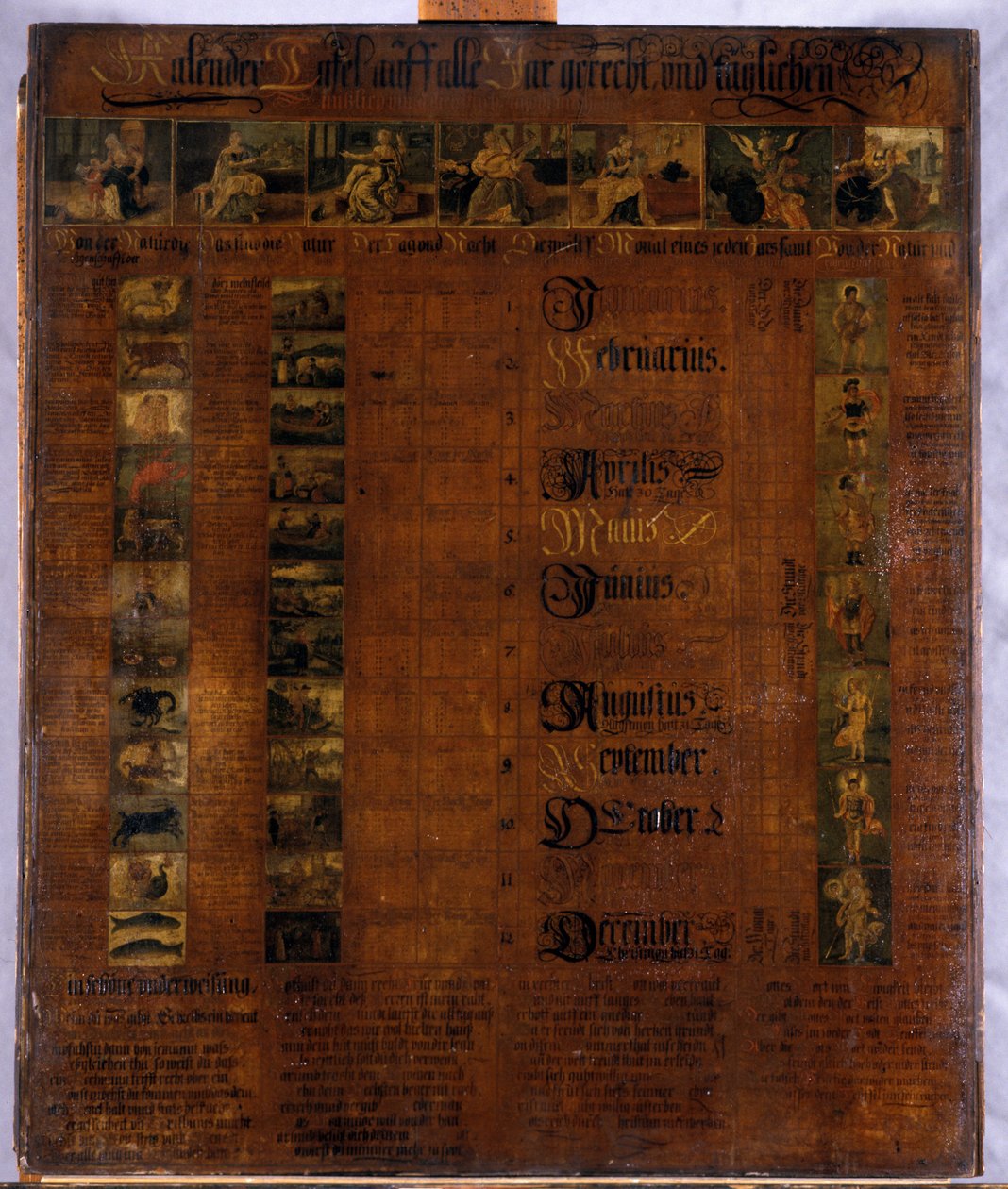 Naptár, 1601-50 (festett fa) alkotó: German School