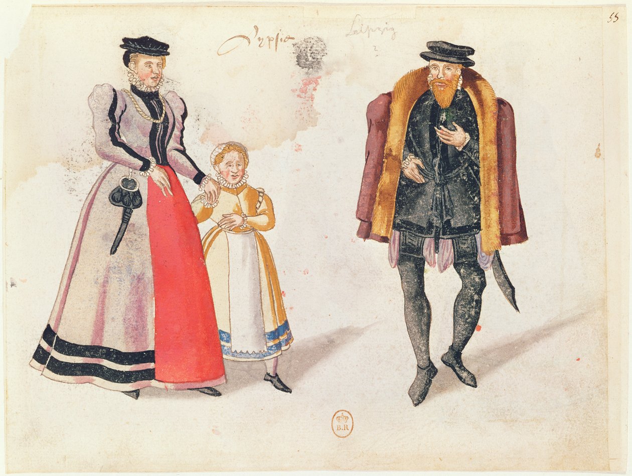 Lipcsei polgárok, 1572 (színes metszet) alkotó: German School