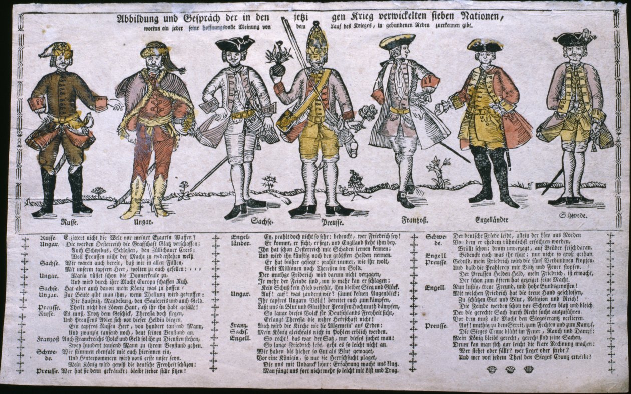 A jelenleg háborúban álló nemzetek másolata és megbeszélése, 1760 körül alkotó: German School