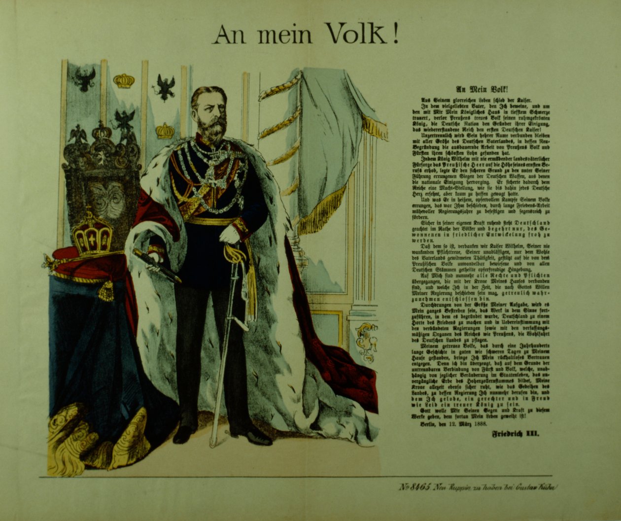 Frigyes 1888. március 12-i nyilatkozatának másolata alattvalóihoz alkotó: German School