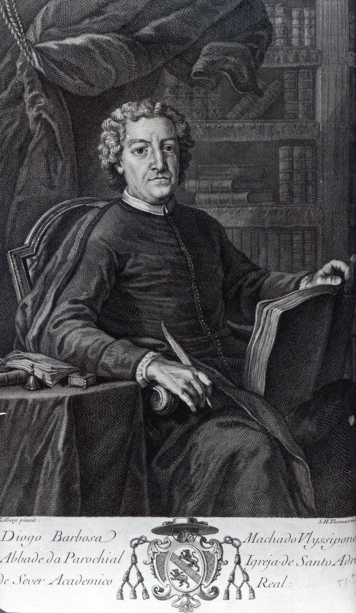 Diogo Barbosa Machado, "Bibliotheca Lusitana" előlapja, Simon Thomassin metszet alkotó: German School