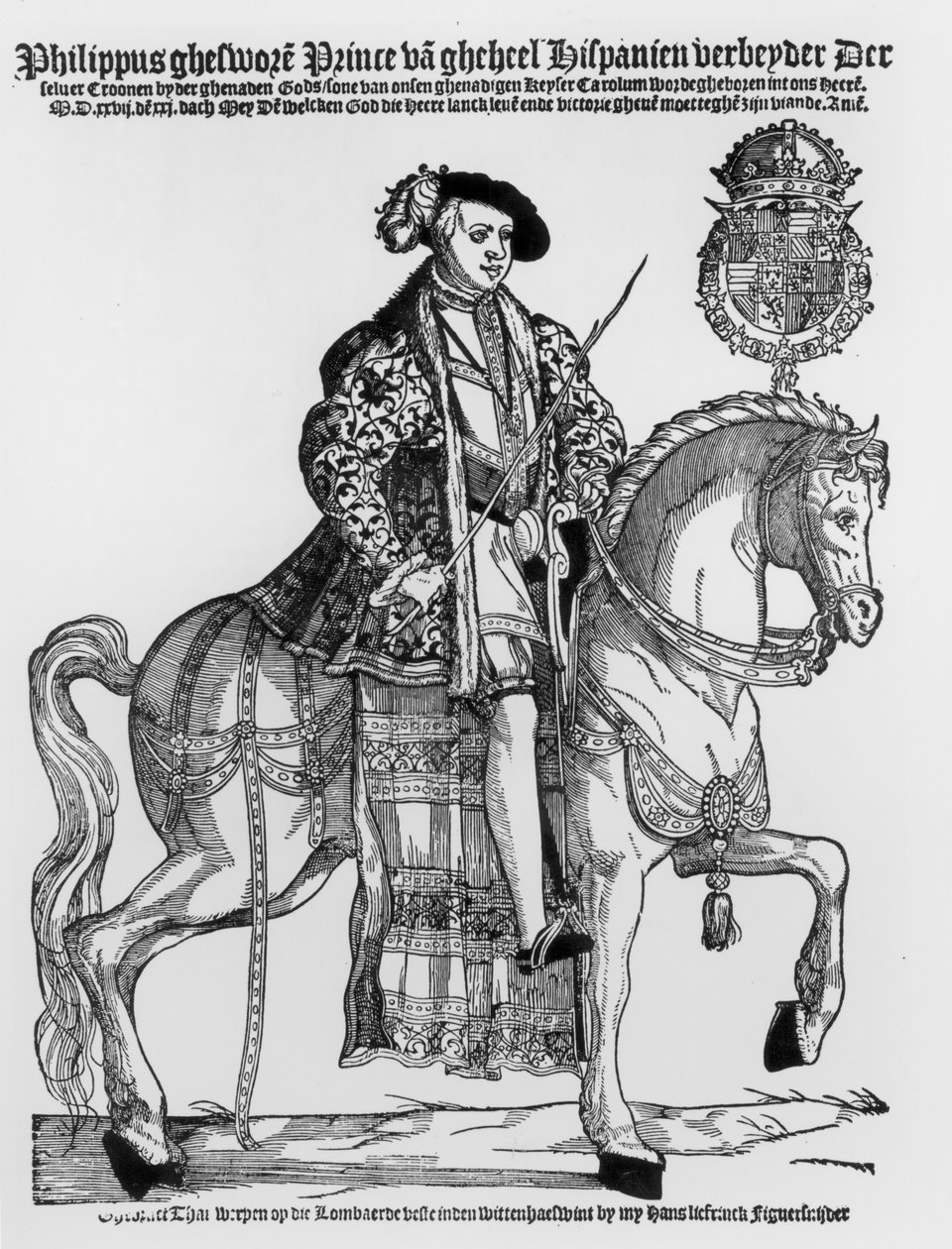 Fülöp (1527-98) spanyol lovas portréja alkotó: German School