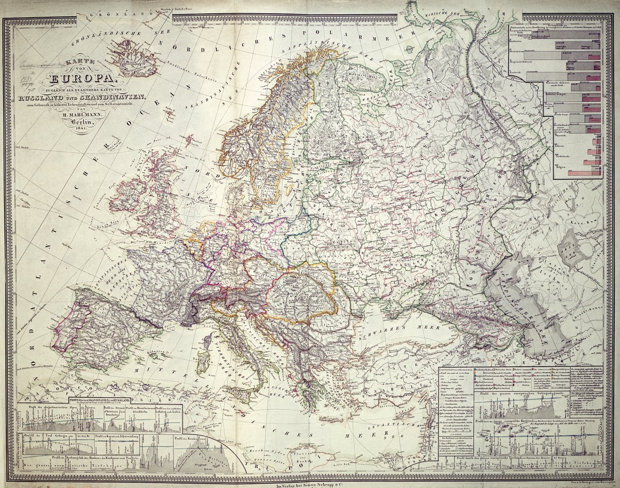 Európa térkép, 1841 alkotó: German School