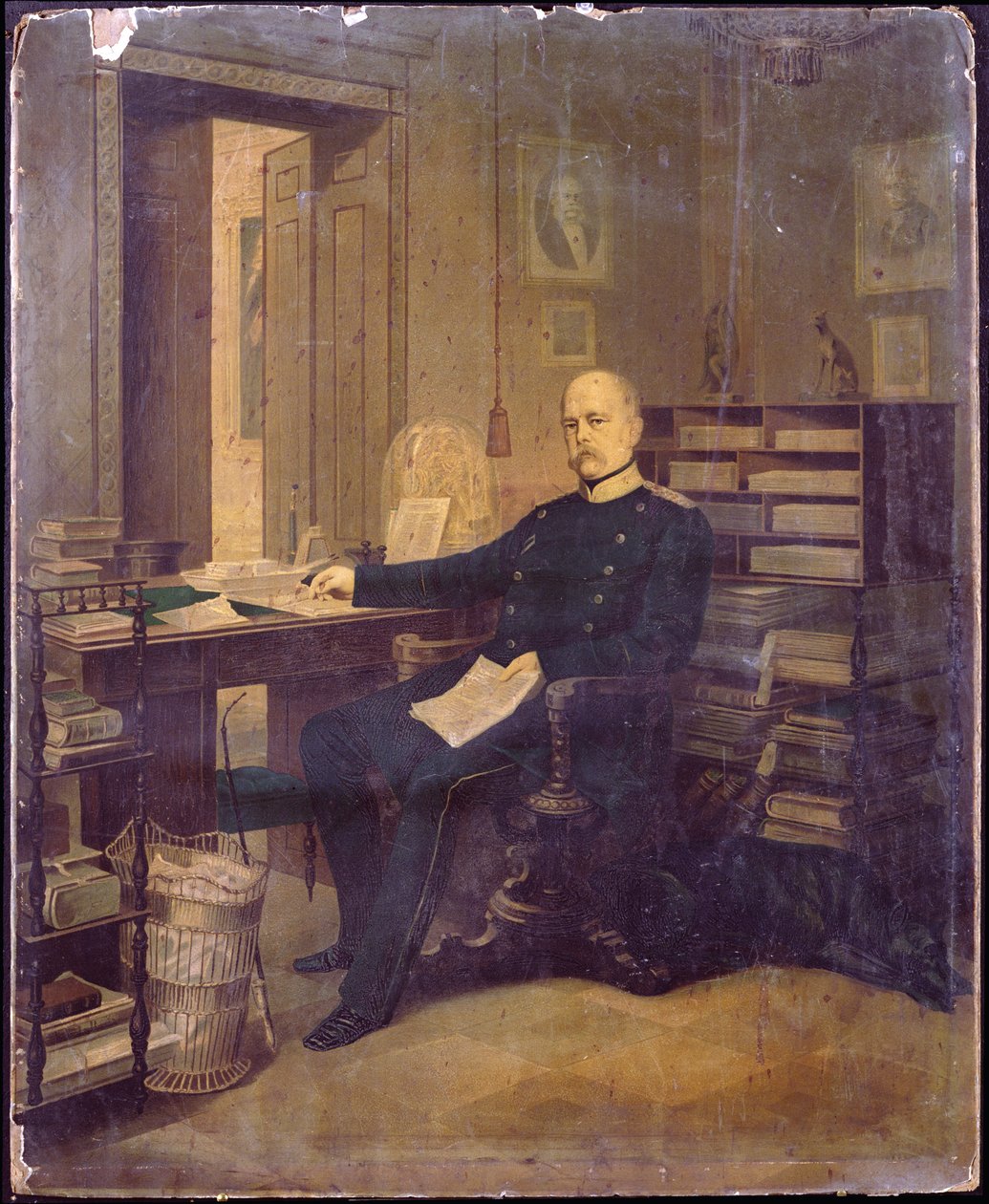 Otto von Bismarck a tanulmányában (wc papíron a fedélzeten) alkotó: German School