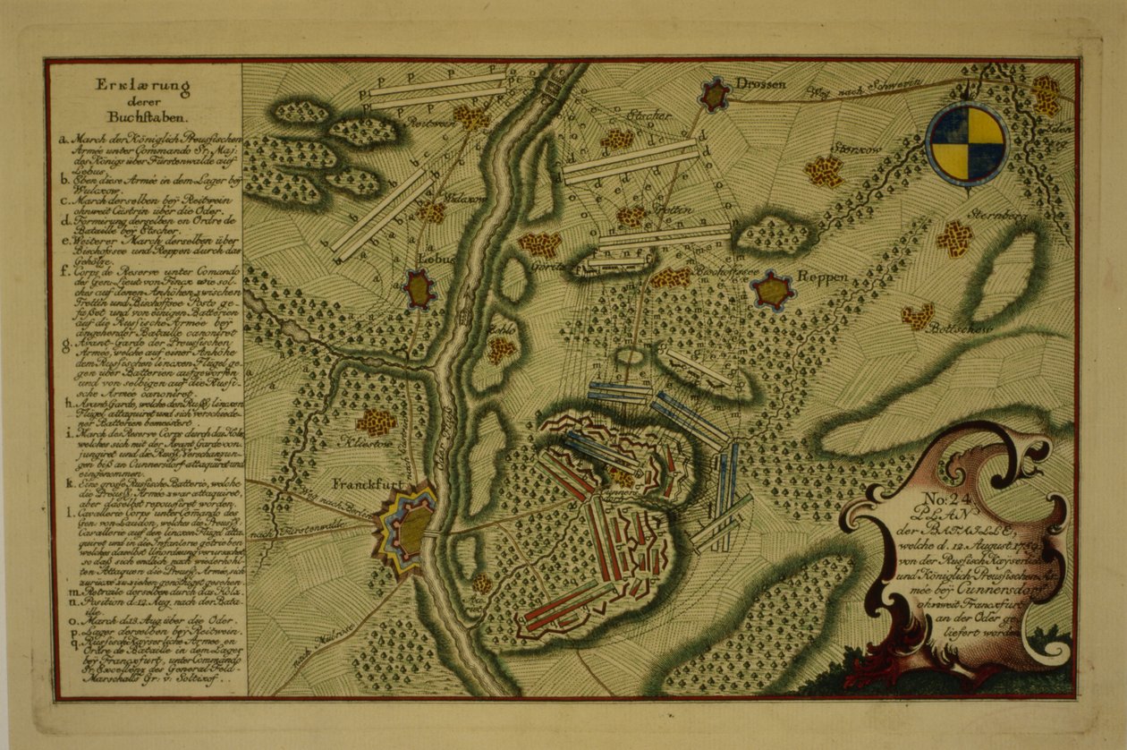 A kunersdorfi csata terve, 1759. augusztus 12., 1759 (toll és tinta papíron) alkotó: German School