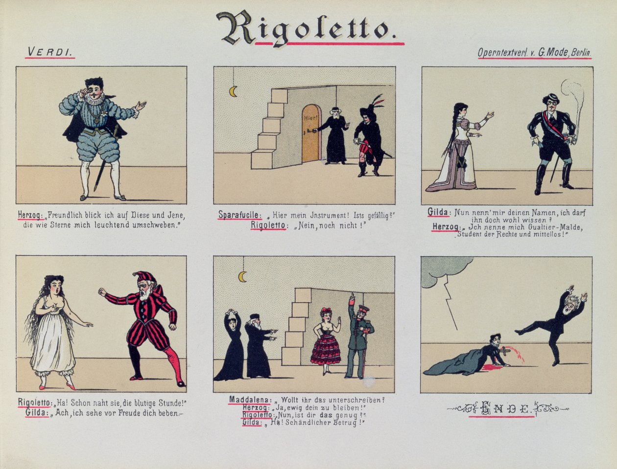 Jelenetek Giuseppe Verdi (1813-1901) „Rigoletto” operájából alkotó: German School
