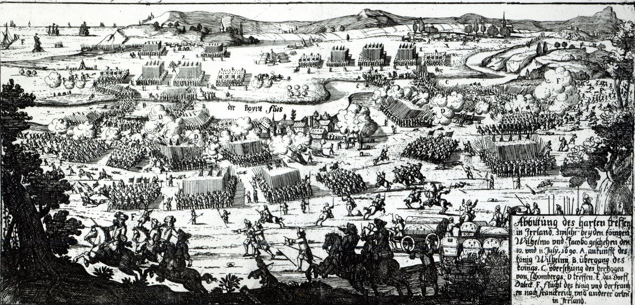 A Boyne-i csata, 1690 körül (nyomtatott) alkotó: German School