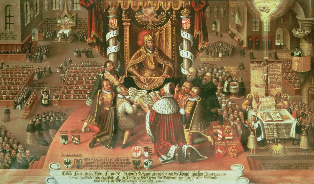 Az Augsburgi Hitvallás átadása, 1530. június 25., 1617. alkotó: German School