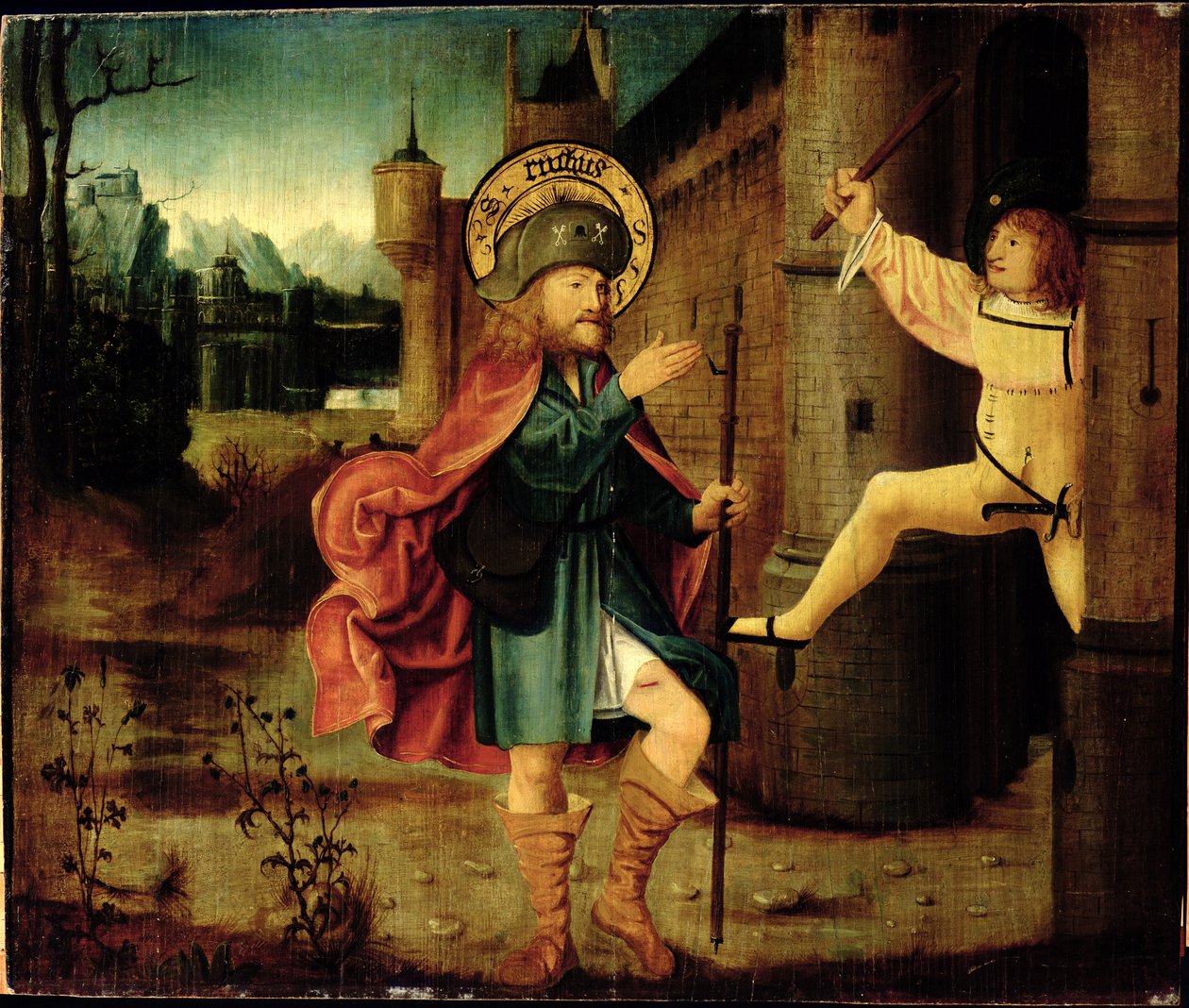 Szent Rókus kiűzése Rómából (olaj, fa) alkotó: German School