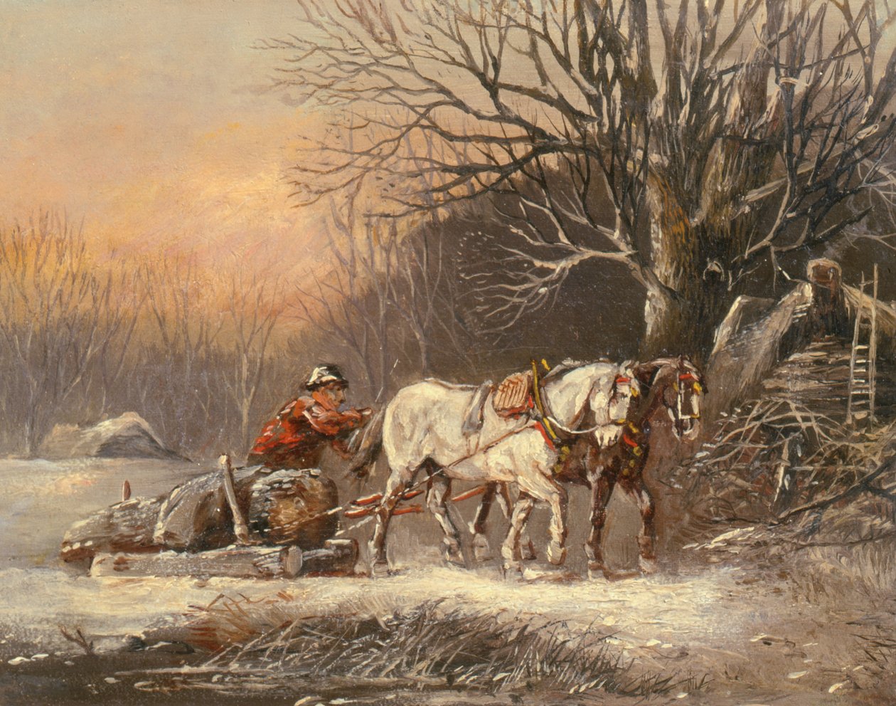 Faszánkó télen, 19. század alkotó: German School