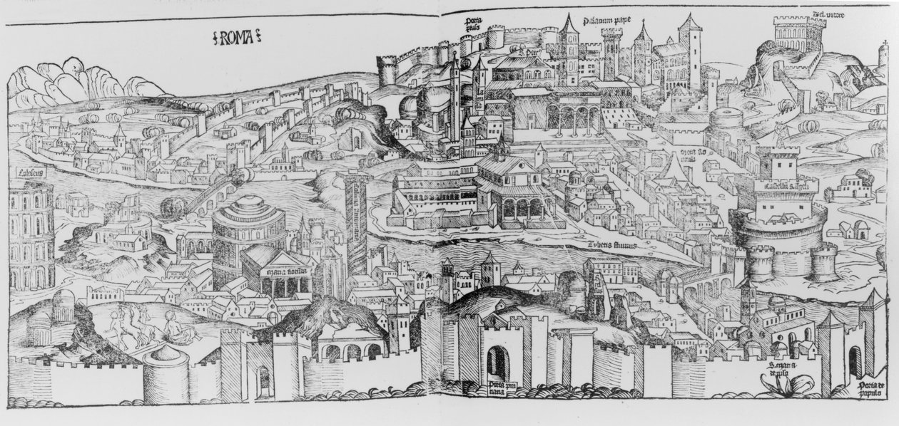 Róma látképe, 1493 alkotó: German School
