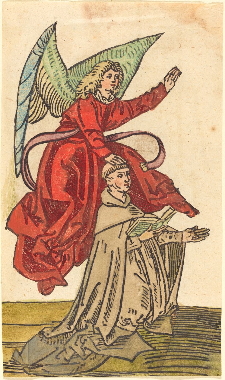 Egy szerzetes angyallal alkotó: German 15th Century