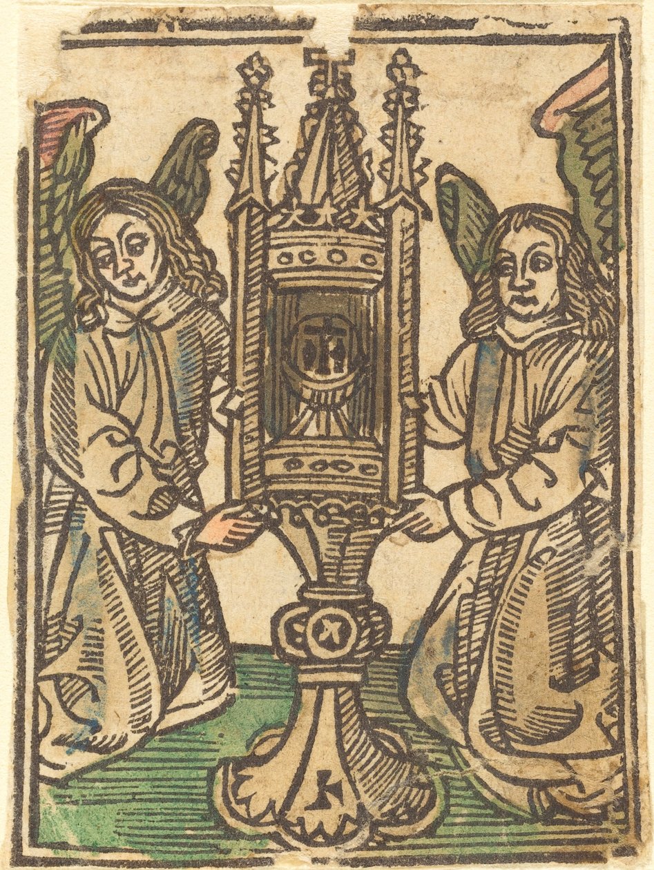 Egy monstrancia, amelyet két angyal tart alkotó: German 15th Century
