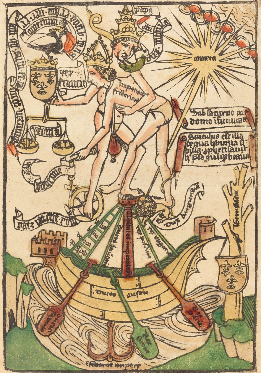Pál pápa és III. Frigyes császár találkozásának allegóriája alkotó: German 15th Century