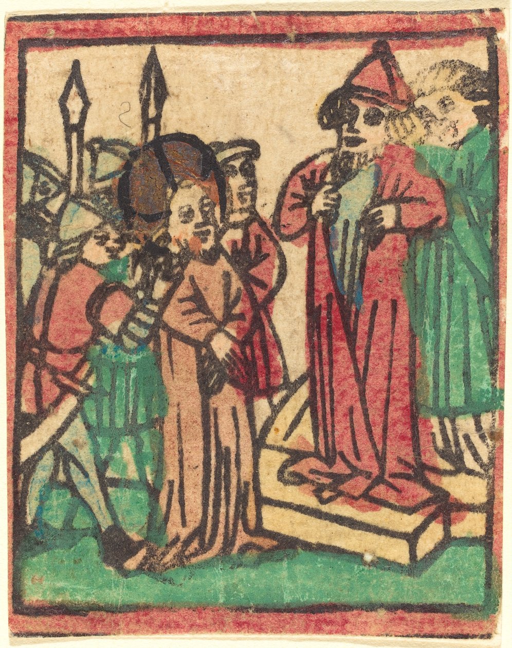 Kajafás megszaggatja a ruháit alkotó: German 15th Century