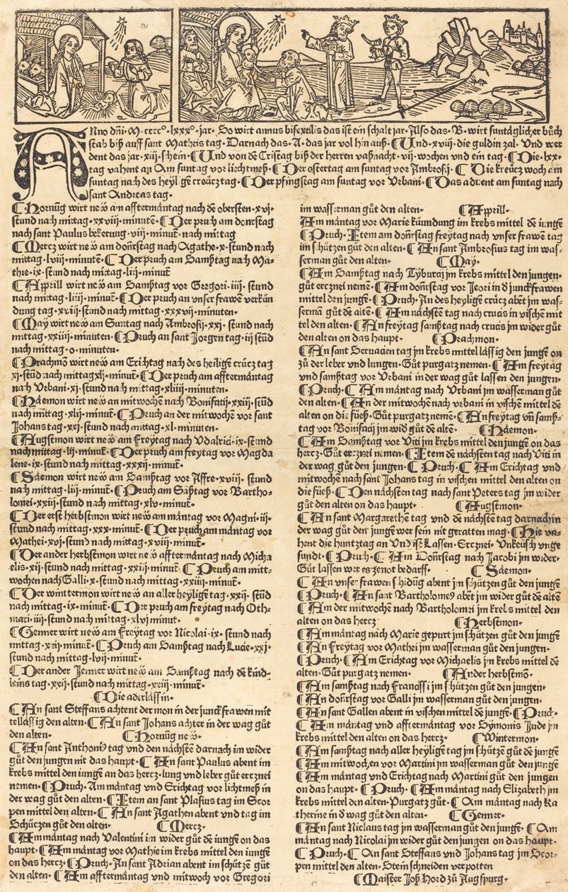 Naptár a születéssel és az imádattal alkotó: German 15th Century