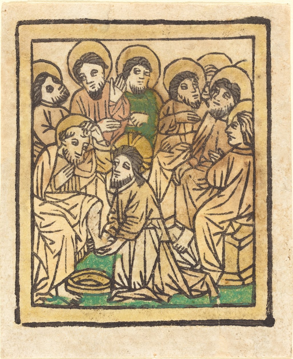 Krisztus megmossa az apostolok lábát alkotó: German 15th Century