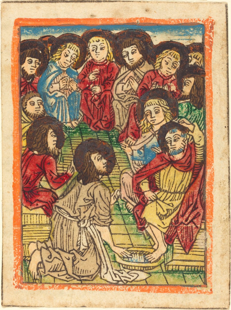Krisztus megmossa az apostolok lábát alkotó: German 15th Century