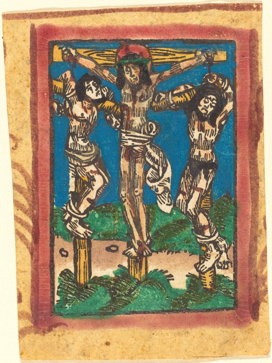 Krisztus a kereszten a két tolvaj között alkotó: German 15th Century