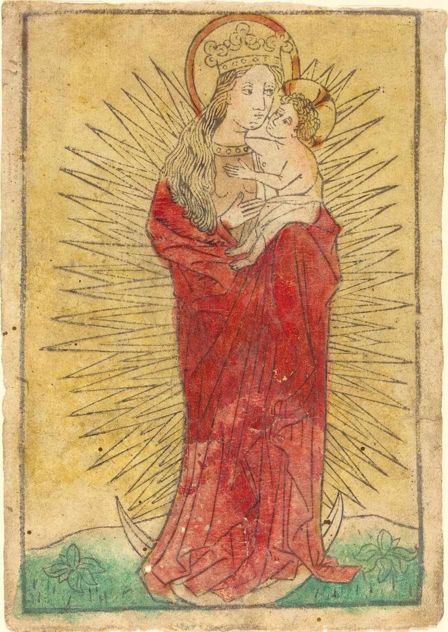 Madonna és a gyermek dicsőségben a félholdon állva alkotó: German 15th Century