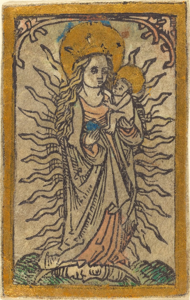 Madonna és a gyermek dicsőségben a félholdon állva alkotó: German 15th Century