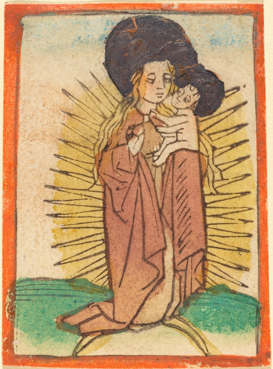 Madonna és a gyermek dicsőségben a félholdon állva alkotó: German 15th Century