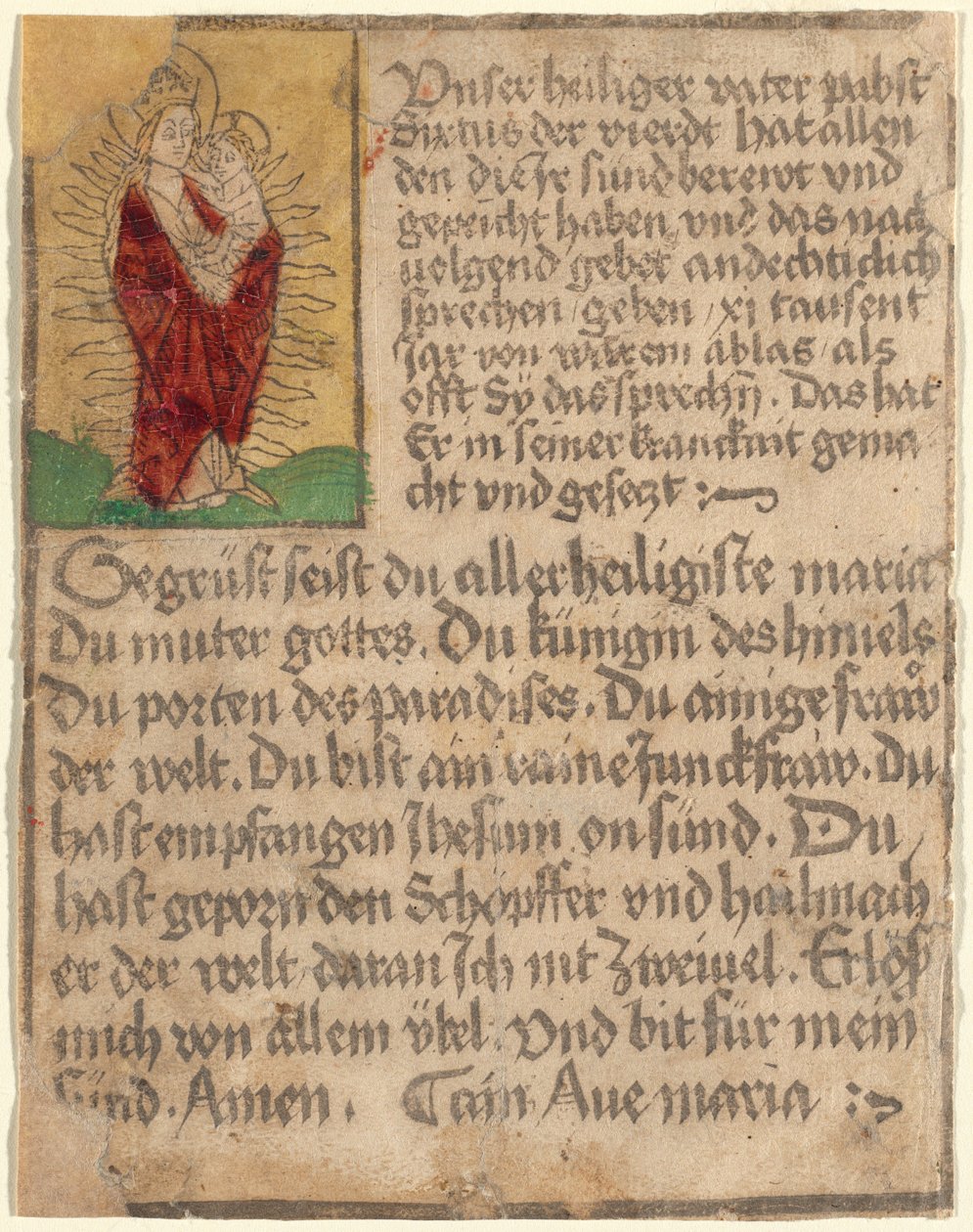 Madonna és gyermeke dicsőségben kényeztetéssel és imával alkotó: German 15th Century