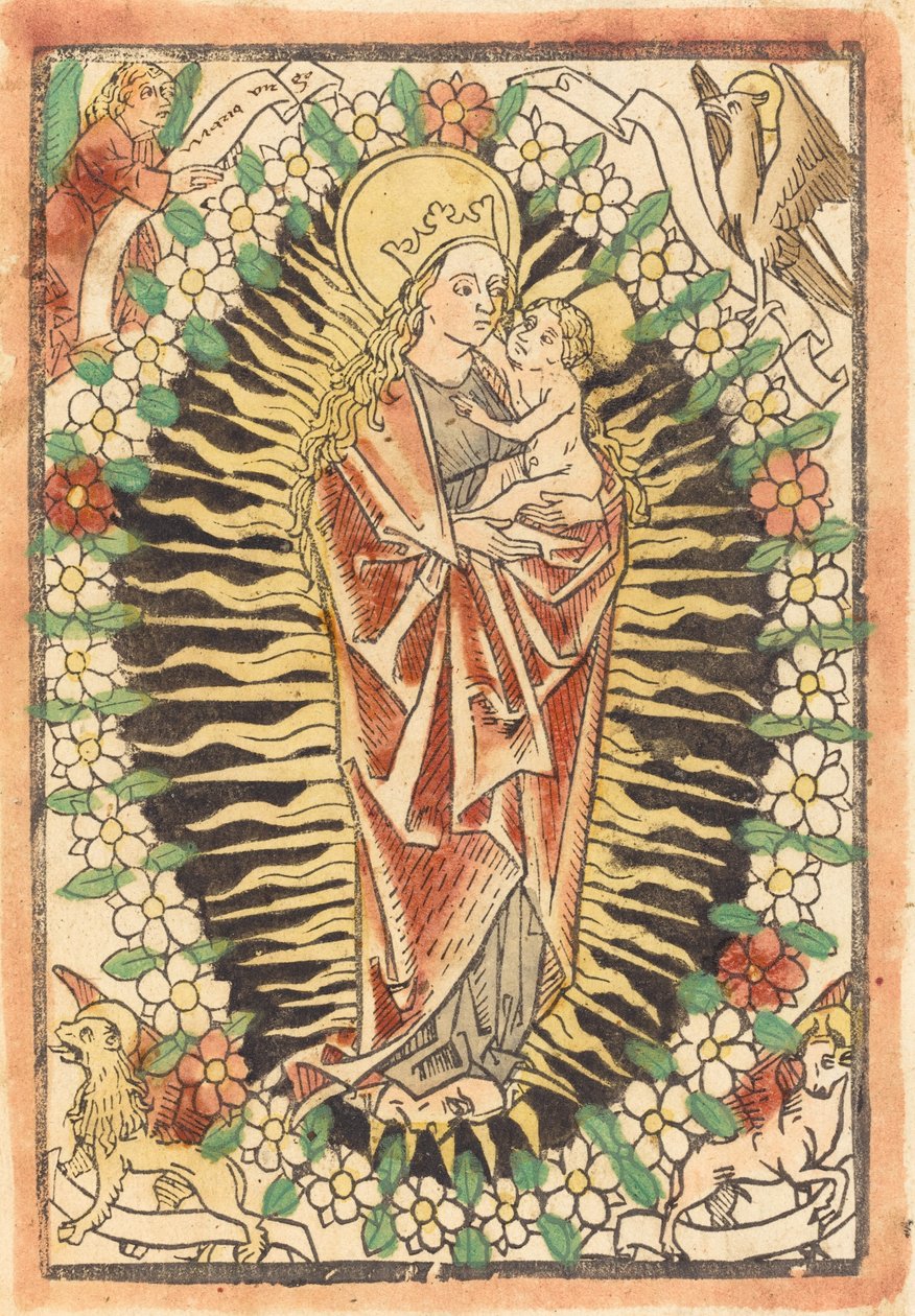 Madonna és gyermeke rózsafüzérben alkotó: German 15th Century