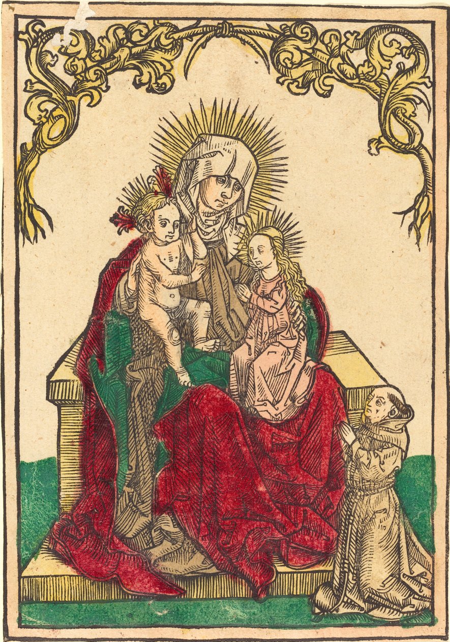 Szent Anna, A Madonna és a Gyermek és egy ferences szerzetes alkotó: German 15th Century