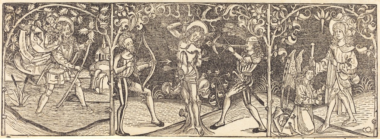 Szent Christopher, Sebastian és Roche alkotó: German 15th Century