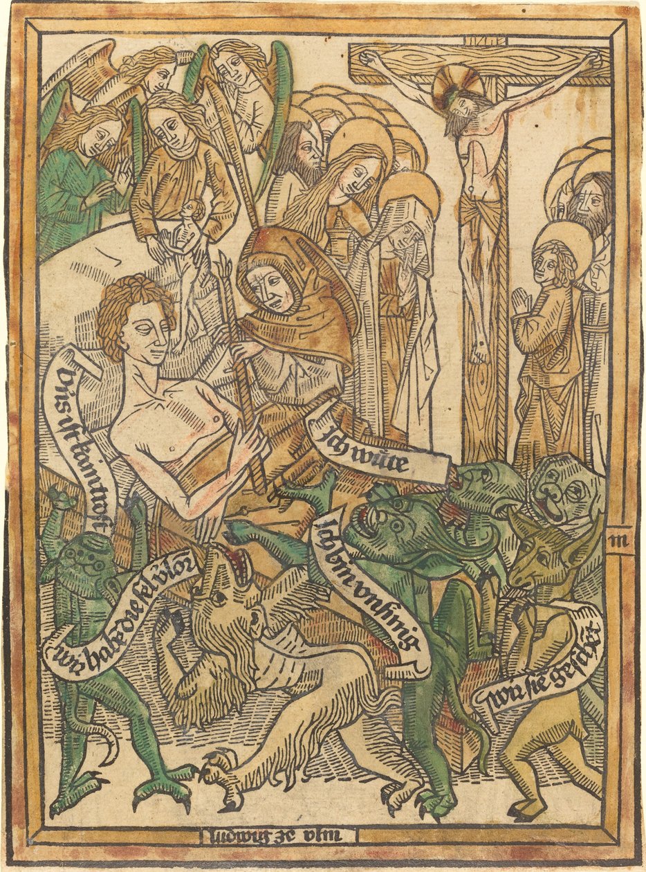 A haldokló ember utolsó kínja alkotó: German 15th Century