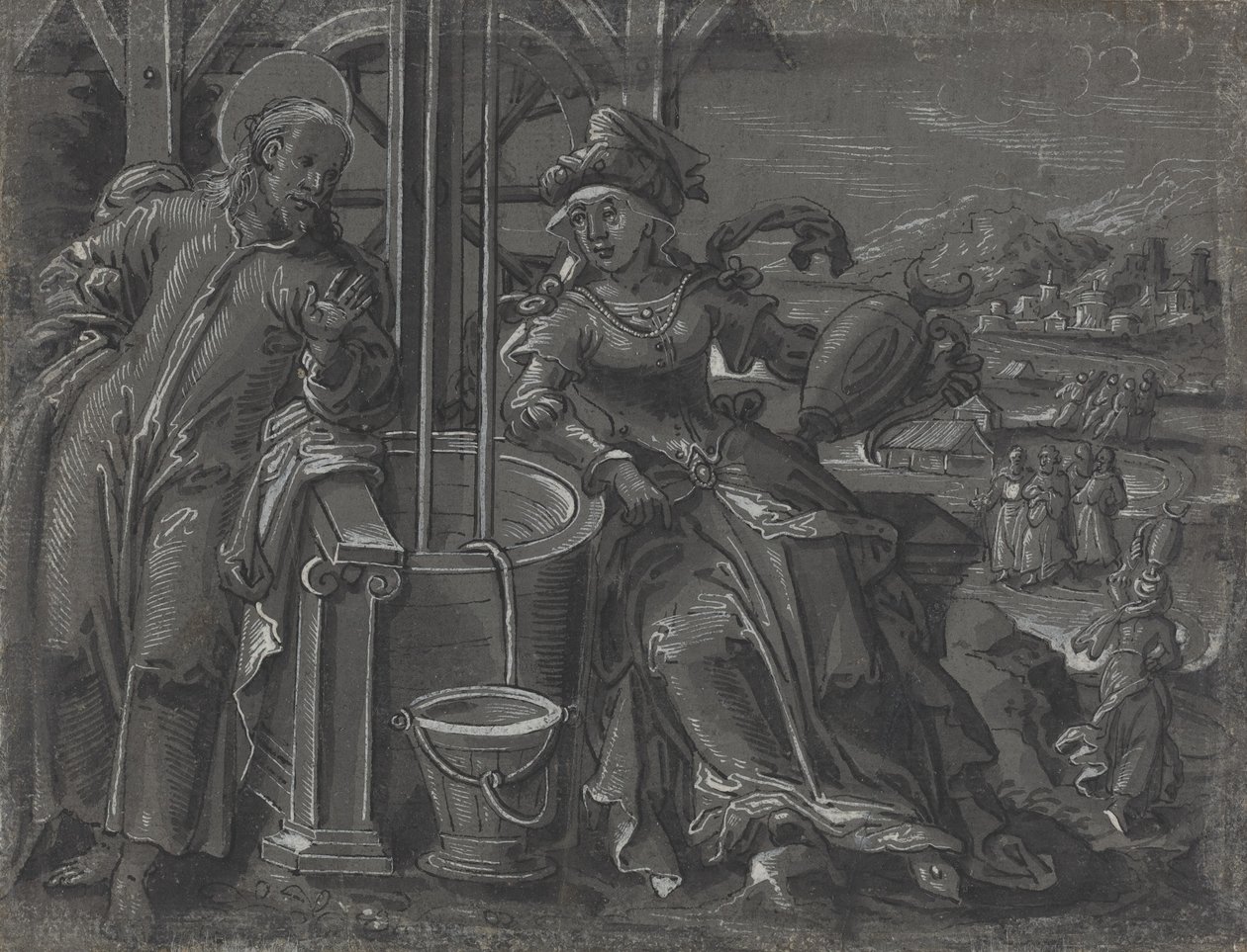 Krisztus és a szamáriai asszony [verso] alkotó: German 16th Century