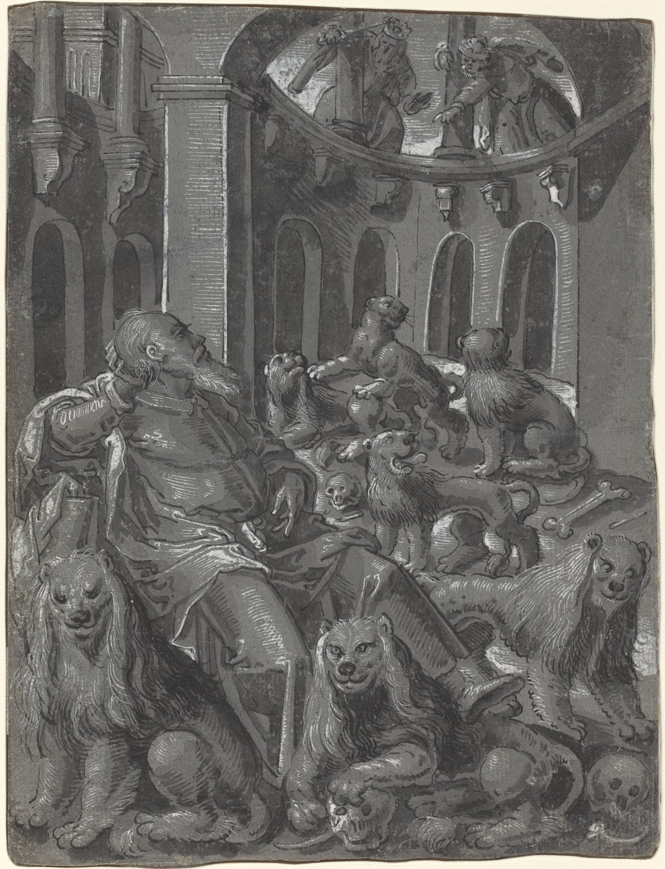 Daniel az oroszlánok barlangjában [egyenesen] alkotó: German 16th Century