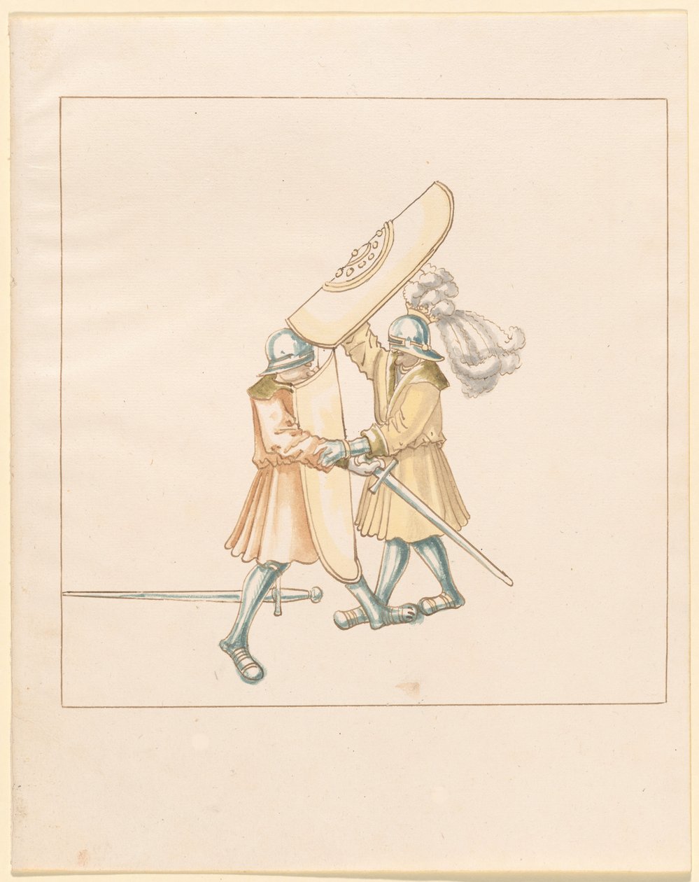 Freydal, Maximilianus I. császár tornája és tornája: Gyalogharcok (Jousts) (III. kötet): 156. tábla alkotó: German 16th Century