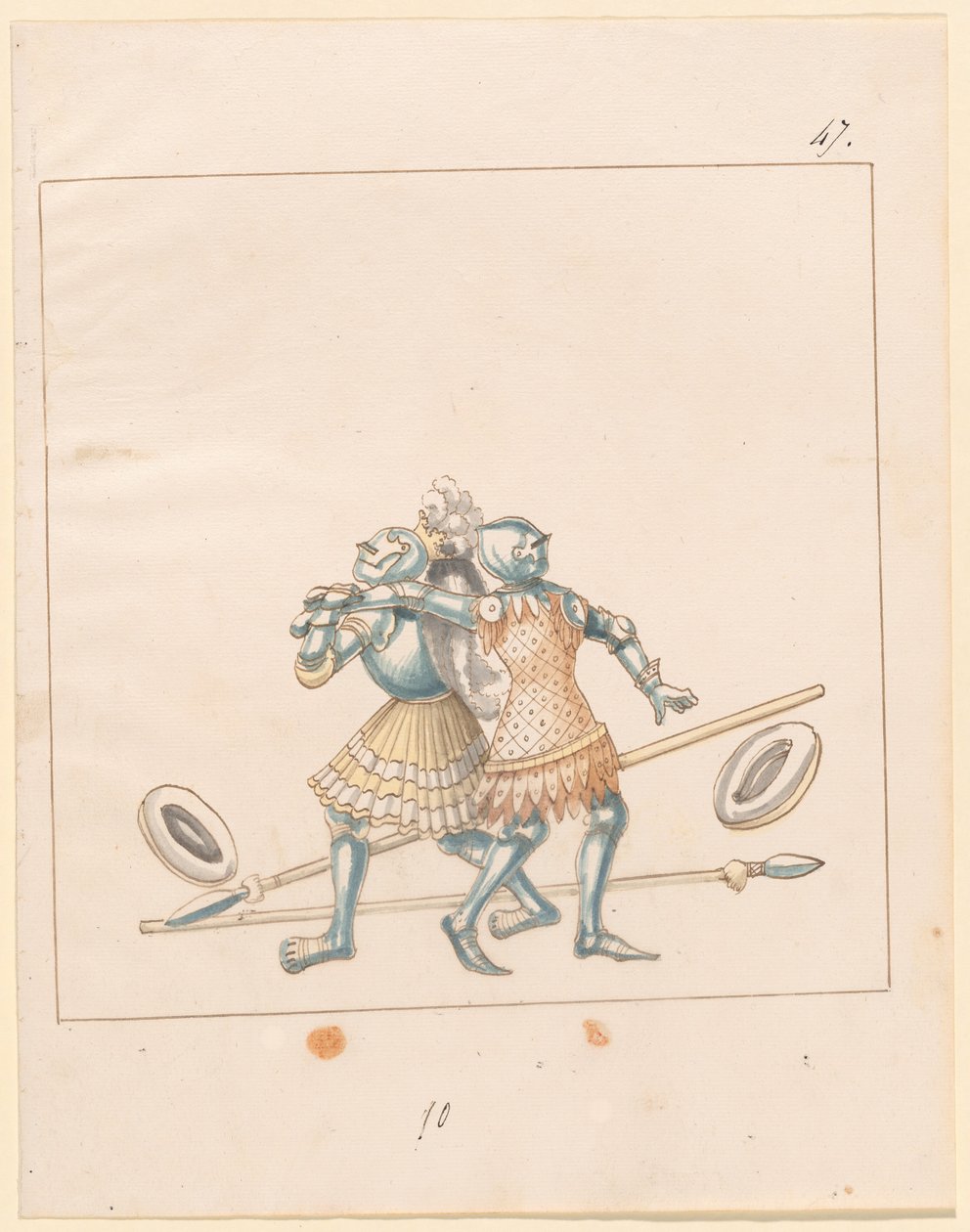 Freydal, Maximilianus I. császár tornája és tornája: Gyalogharcok (Jousts) (III. kötet): 152. tábla alkotó: German 16th Century