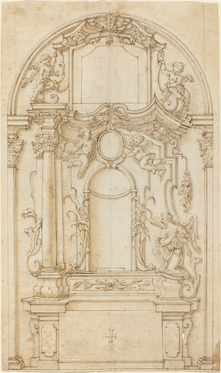 Tanulmány egy oltárhoz és egy Reredoshoz alkotó: German 18th Century