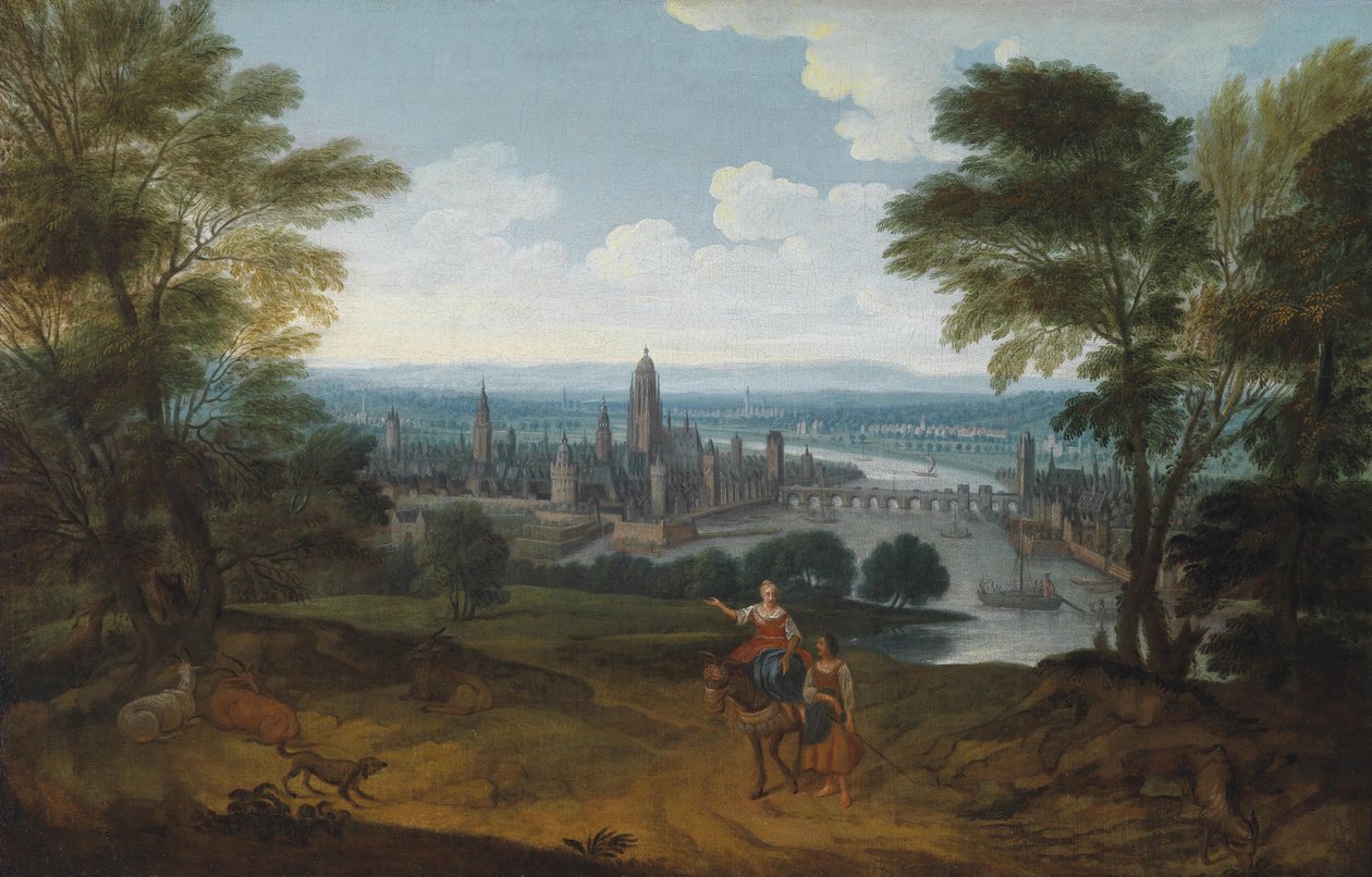 Frankfurt am Main kilátása nyugatról, 18. század alkotó: German Master