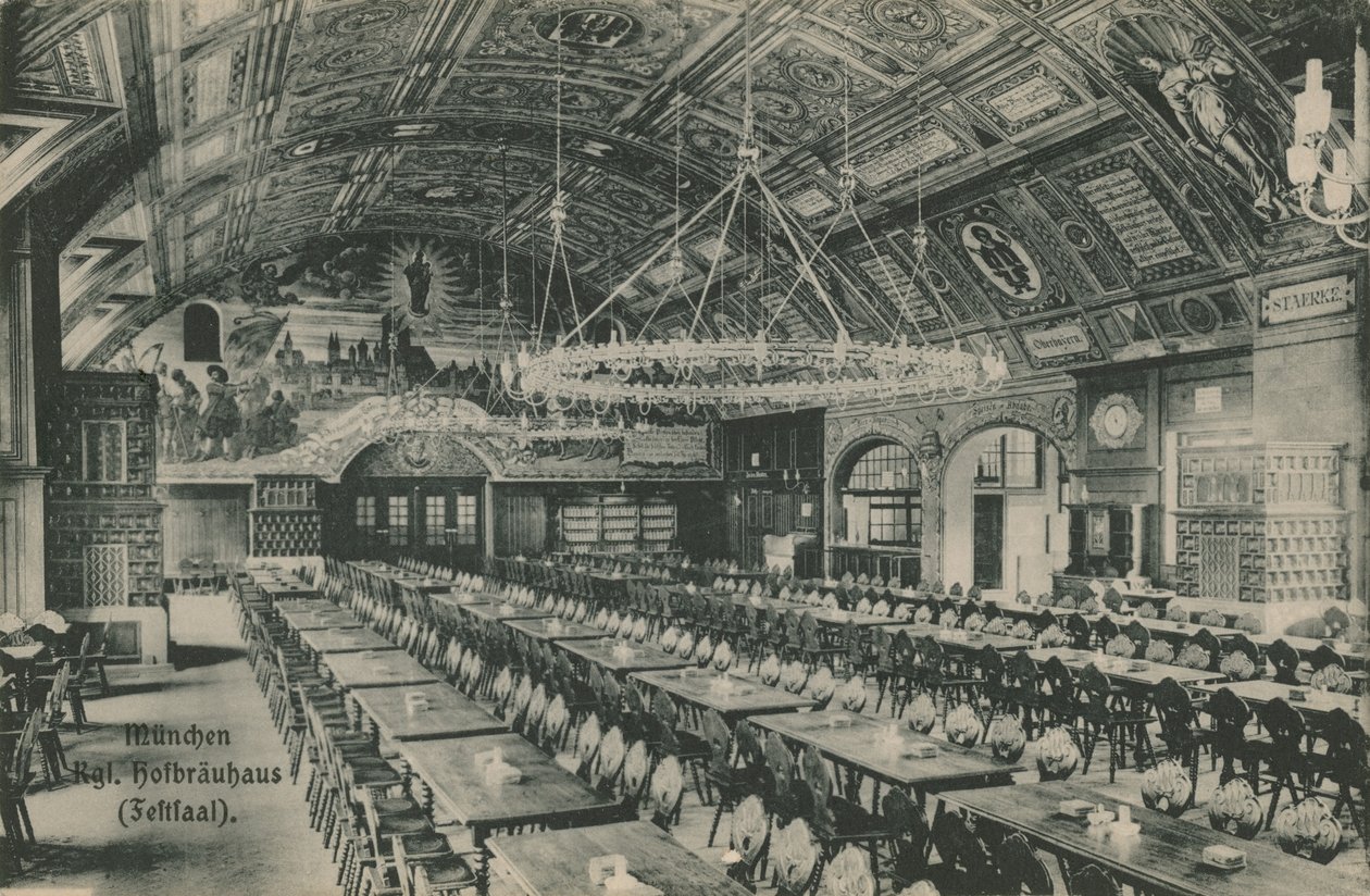 München, Hofbrauhaus. 1913. március 11-én küldött képeslap. alkotó: German Photographer