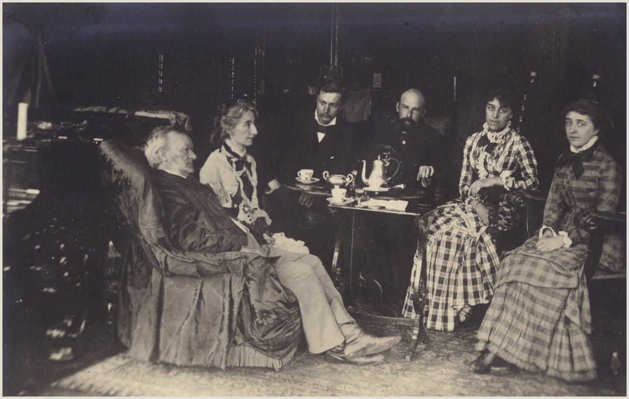 Richard Wagner portréja barátaival és családjával (fekete-fehér fotó) alkotó: German Photographer