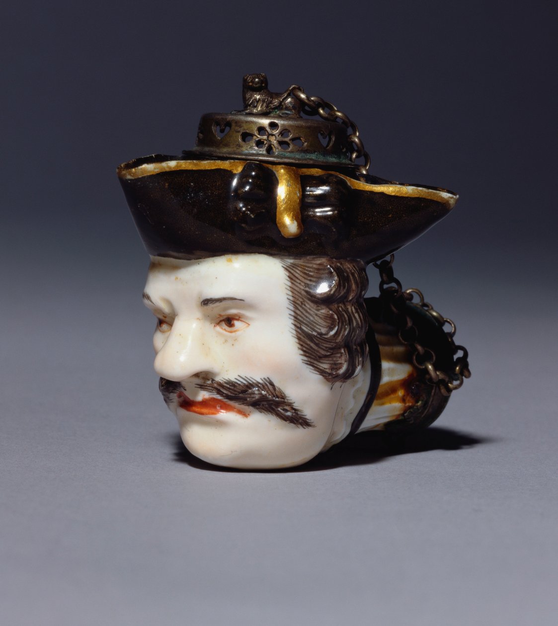 Schmiedel fejének mintájára készült meisseni portré pipatál, 1750 körül (porcelán) alkotó: German School