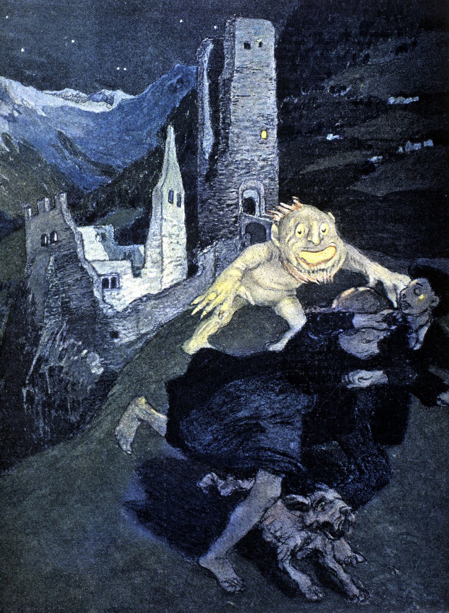 Trollok éjszakája szórakoztató, ijesztő járókelők (színes litho) alkotó: German School