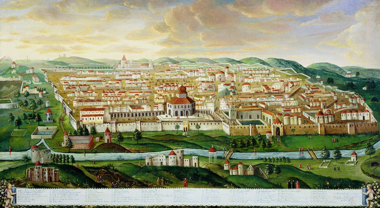 Kilátás Jeruzsálem fallal körülvett városára, 1740 körül alkotó: German School