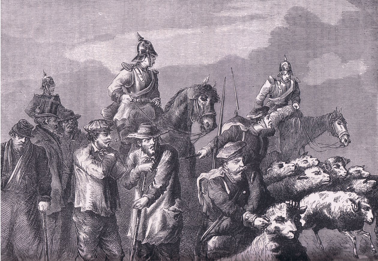 Táplálékkereső parti, Cassells History of the War Franciaország és Németország között, kiadó a Cassell and Company Limited, 1890 körül (litho) alkotó: German School